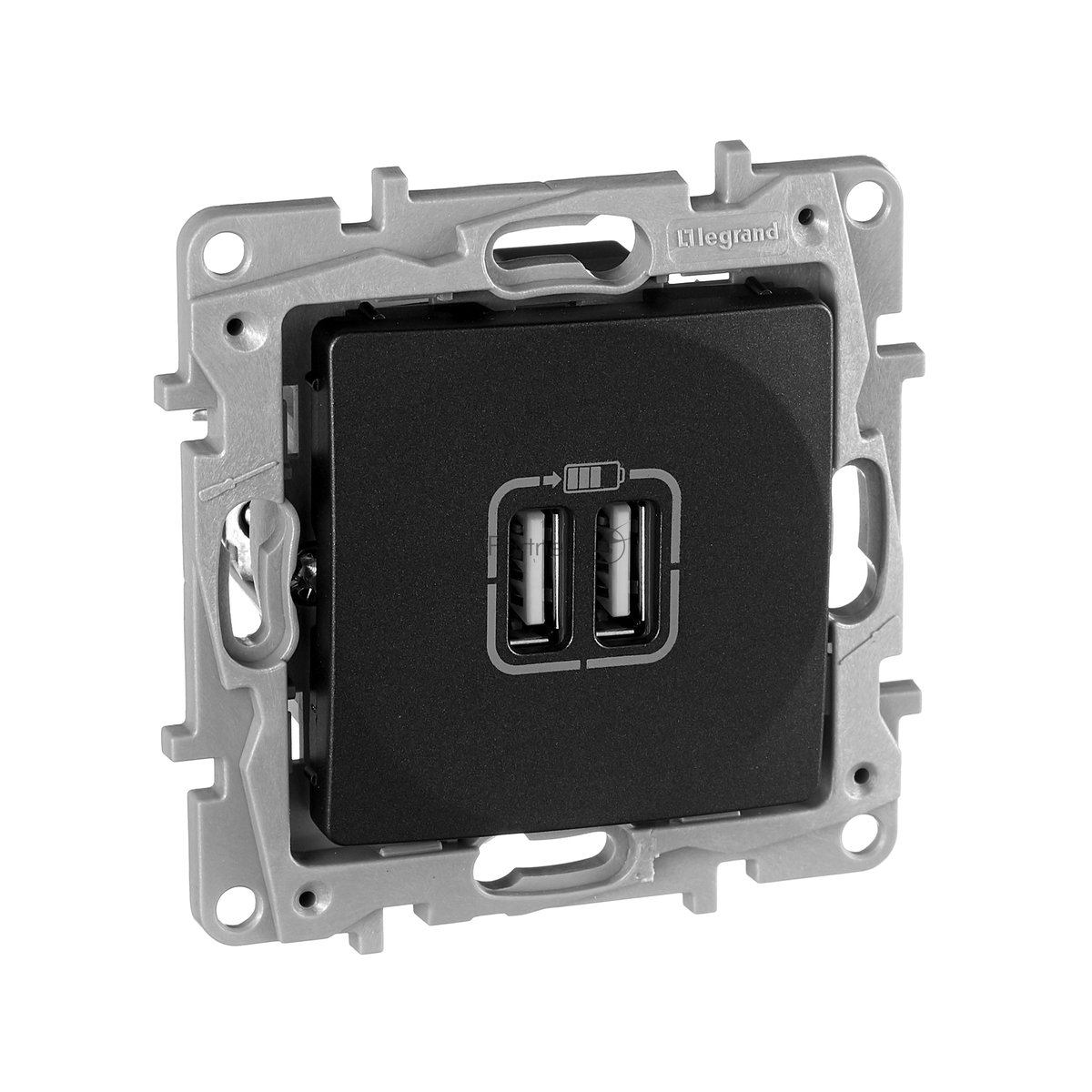 Розетка USB 2-ая 240В/5В 2400мА 672694 Legrand Etika Антрацит