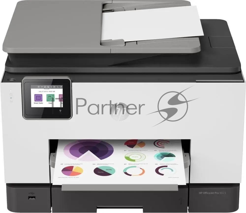 МФУ струйное HP Officejet Pro 9023 AiO (1MR70B), A4, цветной, до 24 стр/мин. (ч/б) до 20 стр/мин. (цвет), скан. до 15 стр/мин. (ч/б) 8 стр/мин. (цвет), 1200x1200dpi, USB, RJ-45, Wi-Fi, Air Print