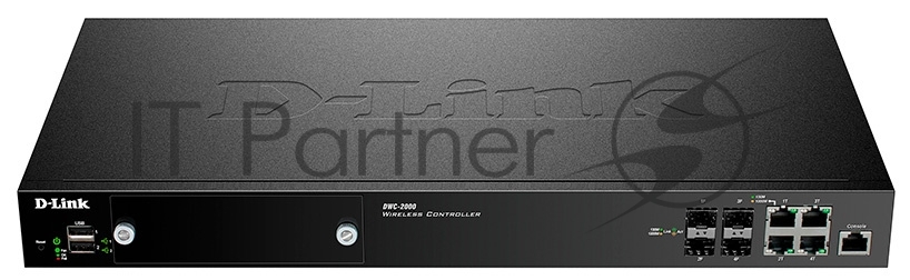 Коммутатор D-Link DWC-2000/A2A, WLAN Controller with 4 100/1000Base-T/combo-SFP ports, manage up to 64/256 Unified APs. 4x 10/100/1000 BASE-T GE/SFP Ports, 2x USB 2.0 Ports, Slot for hard disk drive module, 1x