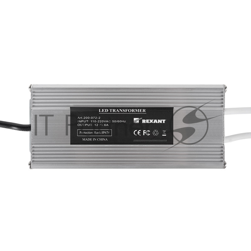Источник питания 110-220 V AC/12 V DC 6 А 72 W с проводами влагозащищенный (IP67)