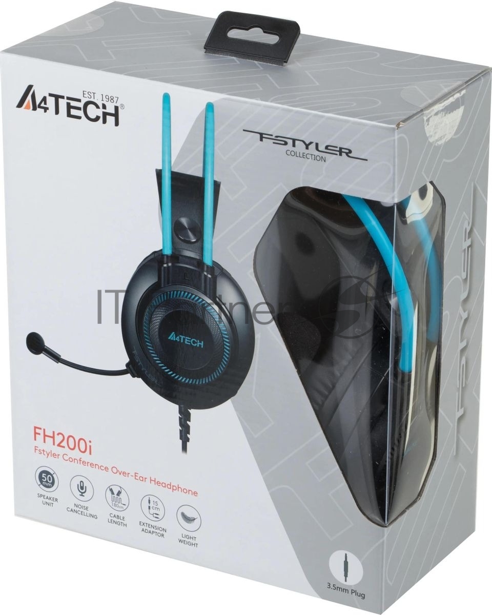 Гарнитура A4Tech Fstyler FH200i серый-синий, проводная, 3.5 мм