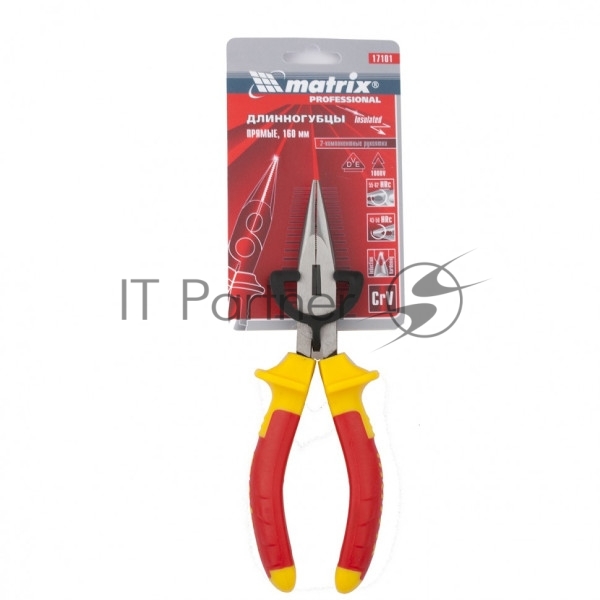 Длинногубцы Matrix прямые Insulated 17101 160 мм, двухкомпонентные рукоятки PROFESSIONAL