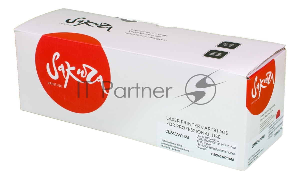 Картридж Sakura SACB543A/716M, для HP/Canon, пурпурный, 1500 стр.