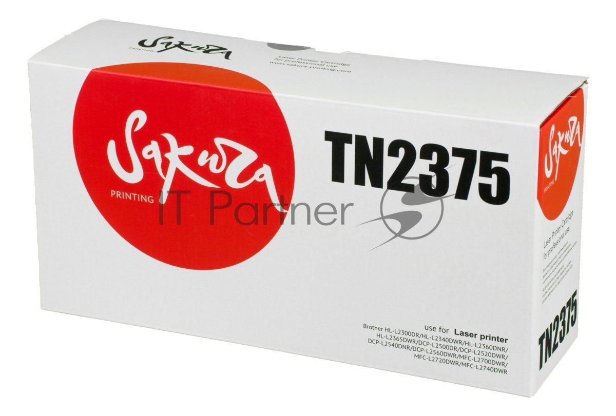 Картридж лазерный Sakura TN2375 для Brother HL-L2300DR, HL-L2340DWR, HL-L2360DNR, HL-L2365DWR, DCP-L2500DR, DCP-L2520DWR, DCP-L2540DNR, DCP-L2560DWR, MFC-L2700DWR, MFC-L2720DWR, MFC-L2740DWR, 2600 к.