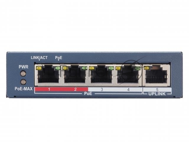 Коммутатор HiWatch SWT-1105P, 4×100 Мбит/с PoE + 1×1 Гбит/с, настраиваемый