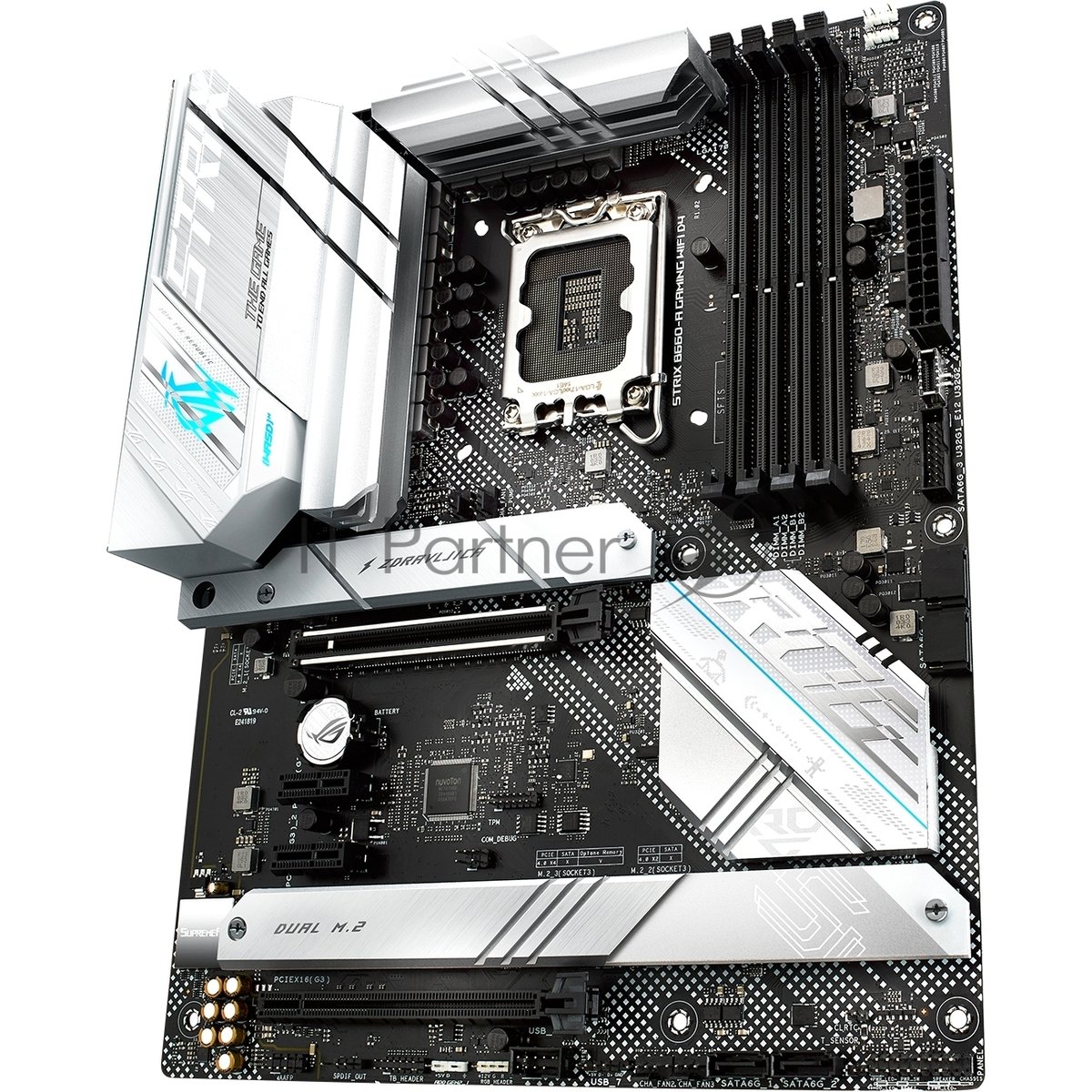 Материнская плата ASUS ROG STRIX B660-A GAMING WIFI D4, LGA 1700, Intel B660, 4xDDR4, 4xSATA, 3xM.2, 1xPCIe 5.0 x16, 1xPCIe 3.0 x4, 1xHDMI, 1xDP, 1x 2.5Gb LAN, 1xUSB-A 3.2 Gen 2, 2xUSB-A 3.2 Gen 1, 4xUSB 2.0, 5x3.5 мм, 7.1, Standard-ATX