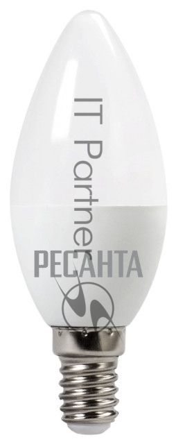 Лампа светодиодная Ресанта LL-R-C37-6W-230-4K-E14 свеча, 6 Вт, нейтр., Е14