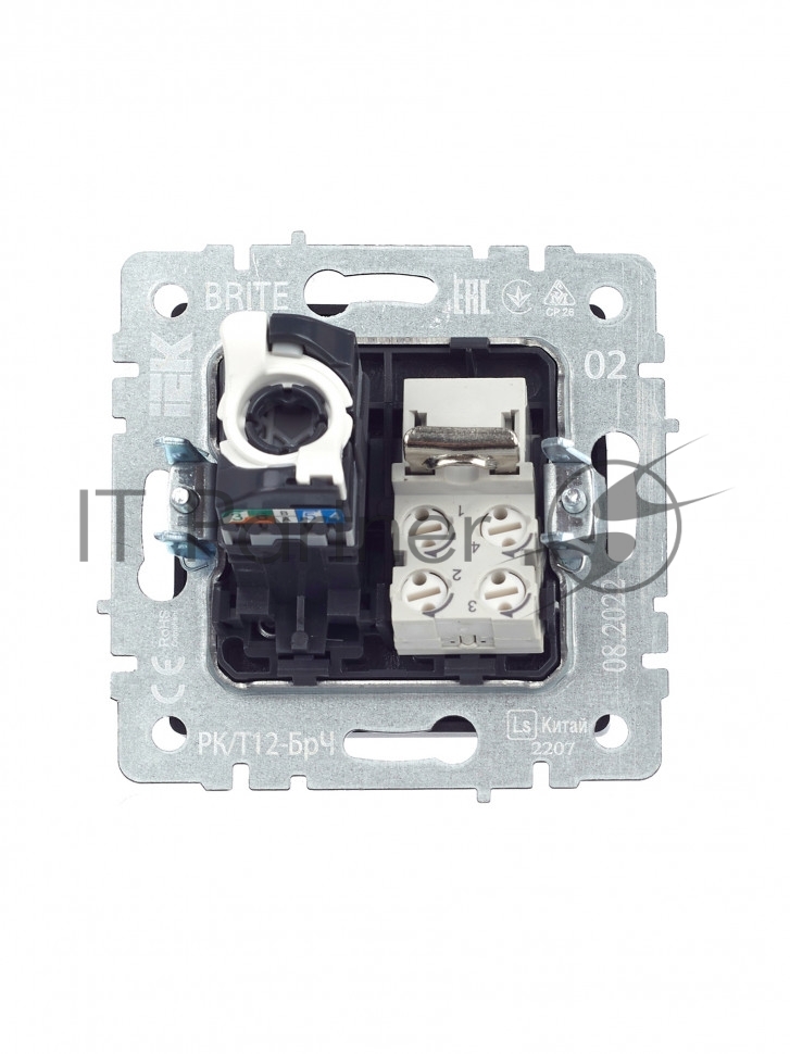 Розетка компьютерная двойная RJ11+RJ45 IEK BRITE РК/Т12-БрЧ кат.5E черный
