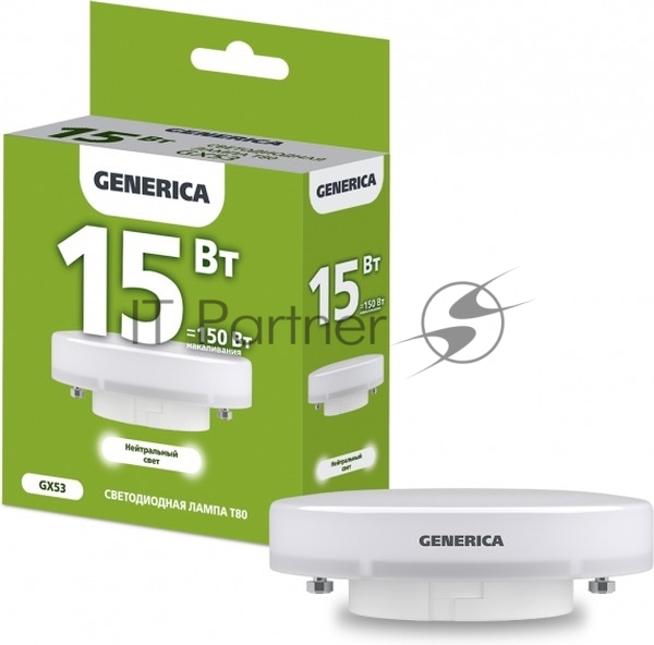 Лампа cветодиодная LED IEK LL-T80-15-230-40-GX53-G T80 таблетка 15Вт 230В 4000К GX53 GENERICA