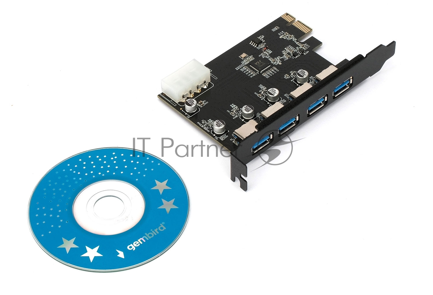 Контроллер USB 3.0 Gembird SPCR-04 в разъем PCI-e, 4xUSB-A