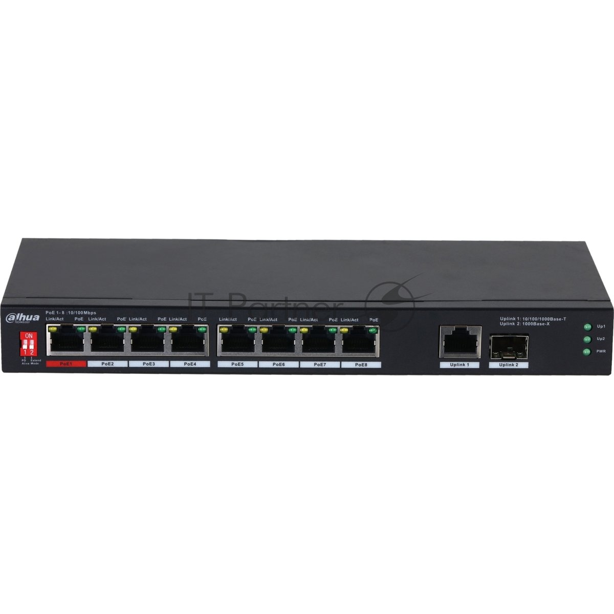 Коммутатор Dahua DH-PFS3110-8ET1GT1GF-96, 8×100M PoE, 1×1GbE, 1×SFP, PoE 96 Вт