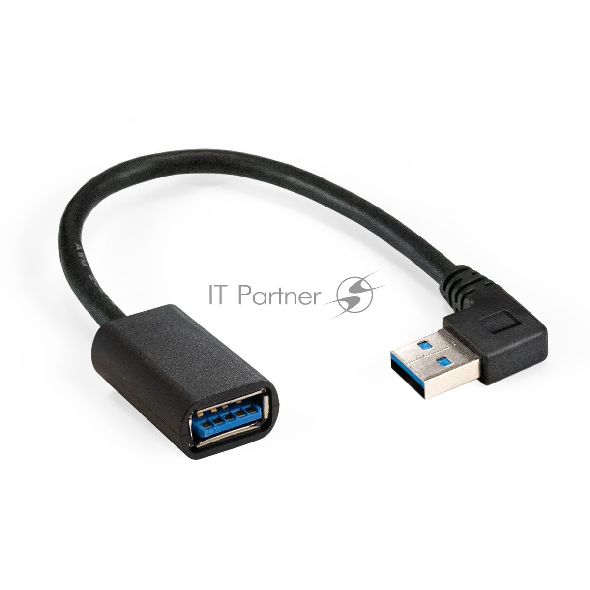 Exegate EX294775RUS Удлинитель USB 3.0 ExeGate EX-CC-USB3-AMAF-0.15L (Am/Af, угловой 90-градусный коннектор (горизонтальный левый), 0,15м)