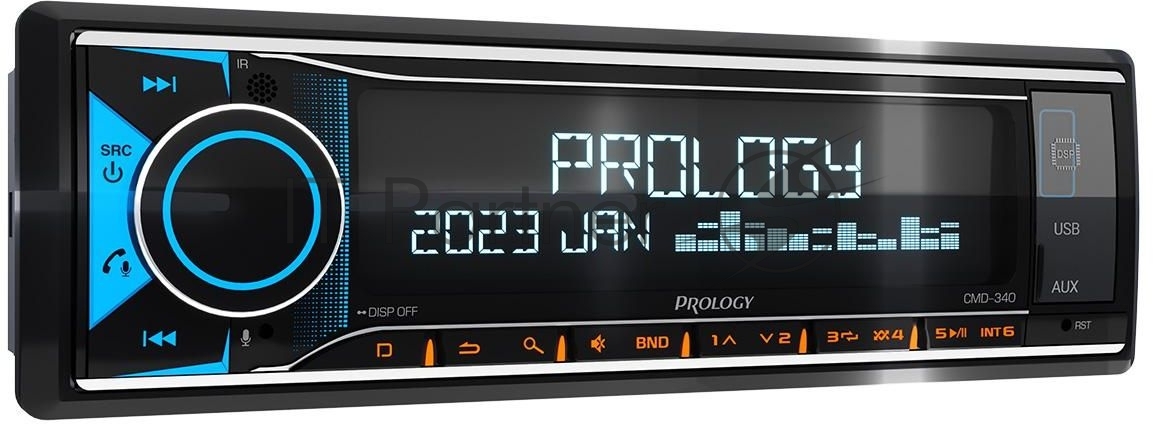 Автомагнитола Prology CMD-340, 1 DIN, Bluetooth, USB Type-A, AUX, пульт ДУ
