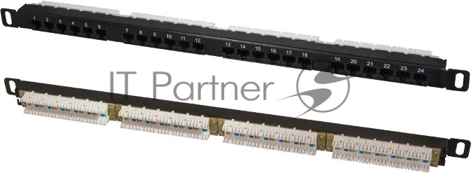 Патч-панель высокой плотности 19', 24хRJ-45, UTP, Cat.5e, 0,5U