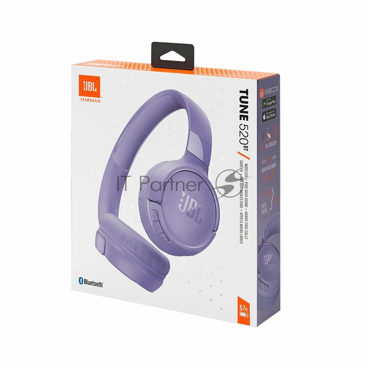 Беспроводные наушники JBL Tune 520BT фиолетовый, накладные, Bluetooth, быстрая зарядка, складная конструкция