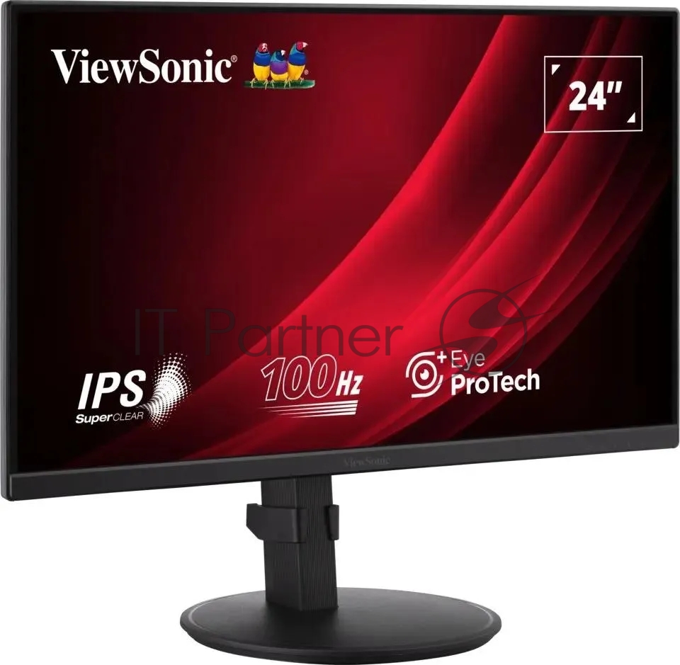 Монитор 23.8" Viewsonic VA2408-HDJ IPS 1920x1080, 100 Гц, 5 мс, 16:9, 250 кд/м², 1xHDMI, 1xDP, 1xVGA, 1x3.5 мм, черный