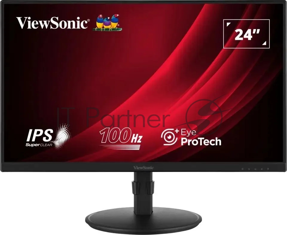 Монитор 23.8" Viewsonic VA2408-HDJ IPS 1920x1080, 100 Гц, 5 мс, 16:9, 250 кд/м², 1xHDMI, 1xDP, 1xVGA, 1x3.5 мм, черный