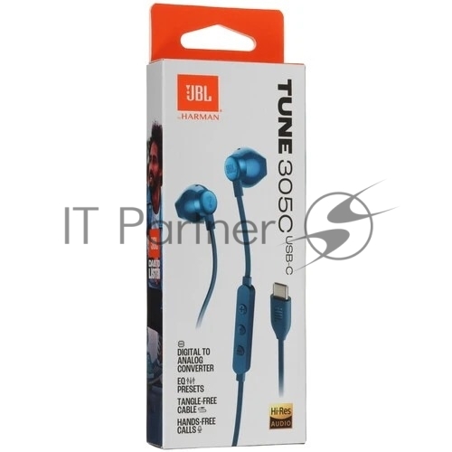 Проводные наушники JBL Tune 305C синий, вкладыши, USB Type-C