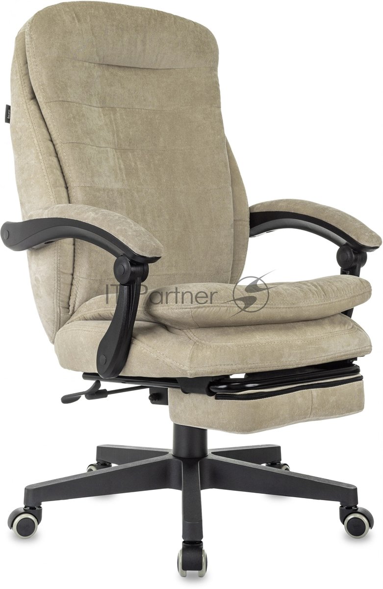 Кресло руководителя Бюрократ T-9950MSG-F Fabric песочный Light-21, крестов. пластик, подст. для ног