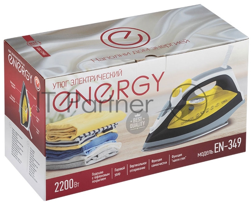 Утюг ENERGY EN-349 желтый/черный, 2200 Вт, 12 г/мин, 280 мл