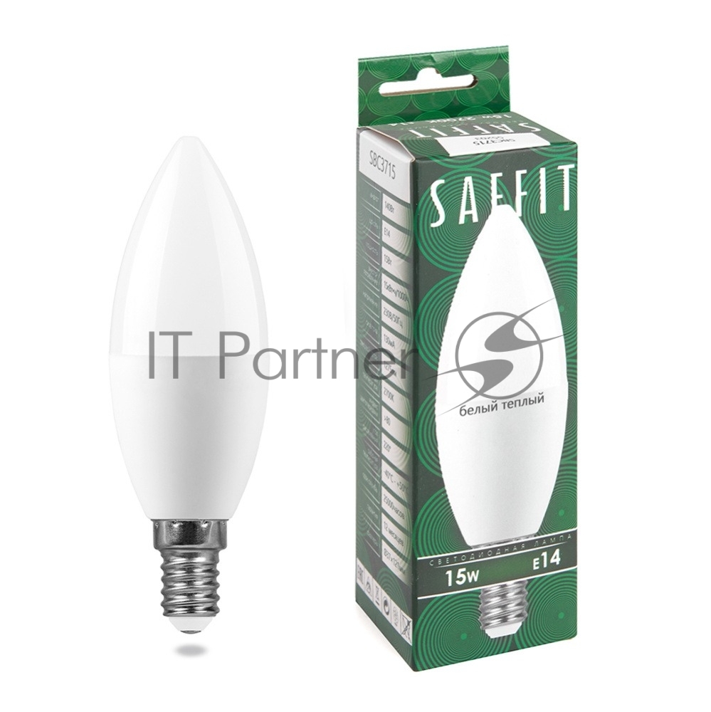 Лампа светодиодная SAFFIT SBC3715 LED 15Вт Е14 теплый матовая свеча