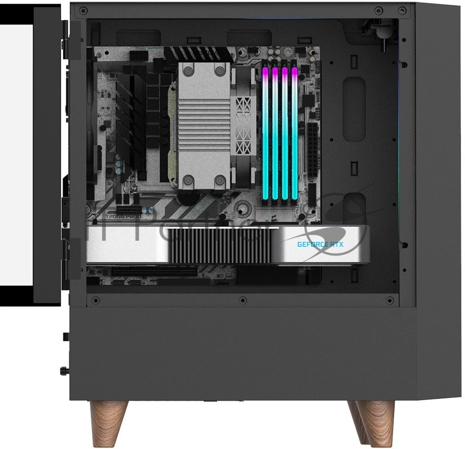 Корпус WIZMAX EM1 Woofer, mATX, mITX черный, Mini-Tower, без БП, TG, 1x160мм + 1x120мм LED, 1xUSB-A 3.0 + 2xUSB-A 2.0