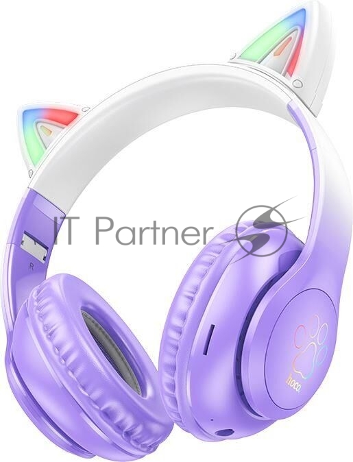 Беспроводные/проводные наушники Hoco W42 фиолетовый, накладные, Bluetooth + проводной, до 10 ч.