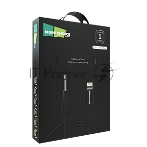 Кабель аудио MORE CHOICE (4610196409837) UK28i AUX 3.5мм Lightning 8-pin 1м, черный