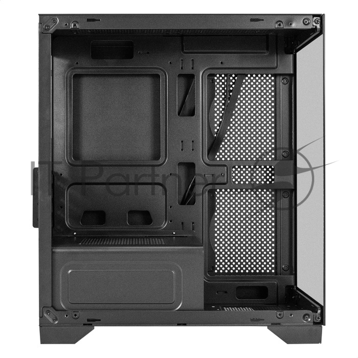 Exegate EX299006RUS Корпус Minitower ExeGate i3 SEA LE (mATX, без БП, 1*USB+1*USB3.0, HD аудио, черный, 1 вент. 12см с RGB подсветкой, передняя и боковая панели - закаленное стекло)