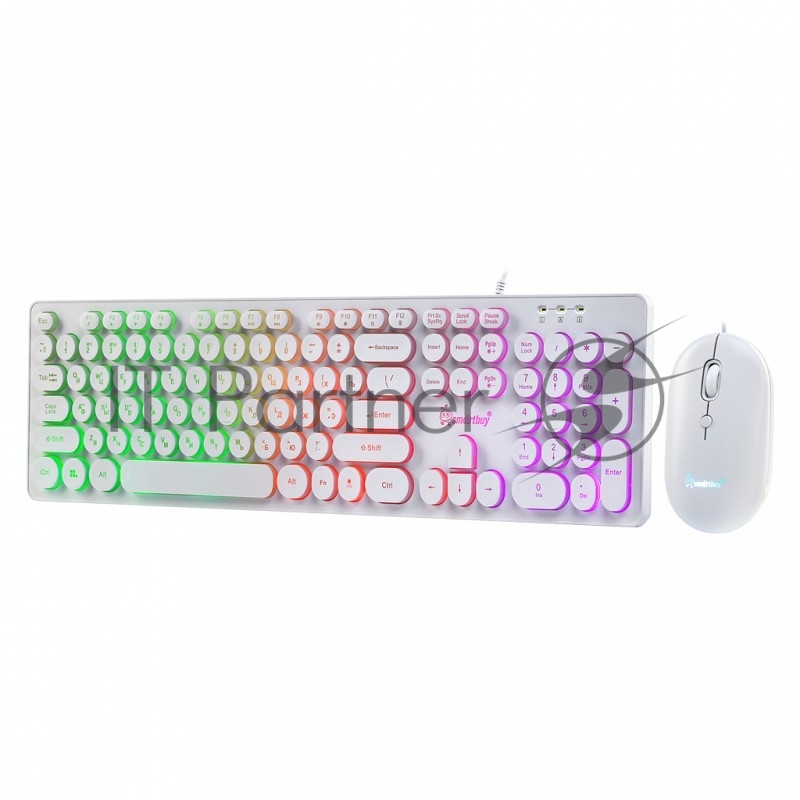 SBC-328327-W Комплект клавиатура+мышь с подсветкой Smartbuy ONE 328327 белый (SBC-328327-W) /20