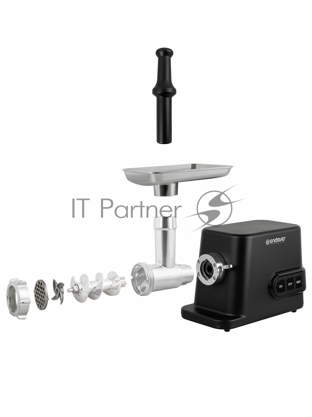 Мясорубка электрическая Endever Sigma-113 черный, 4500 Вт, 3 кг/мин, реверс, защита от перегрузки, металлический лоток, насадки - 5