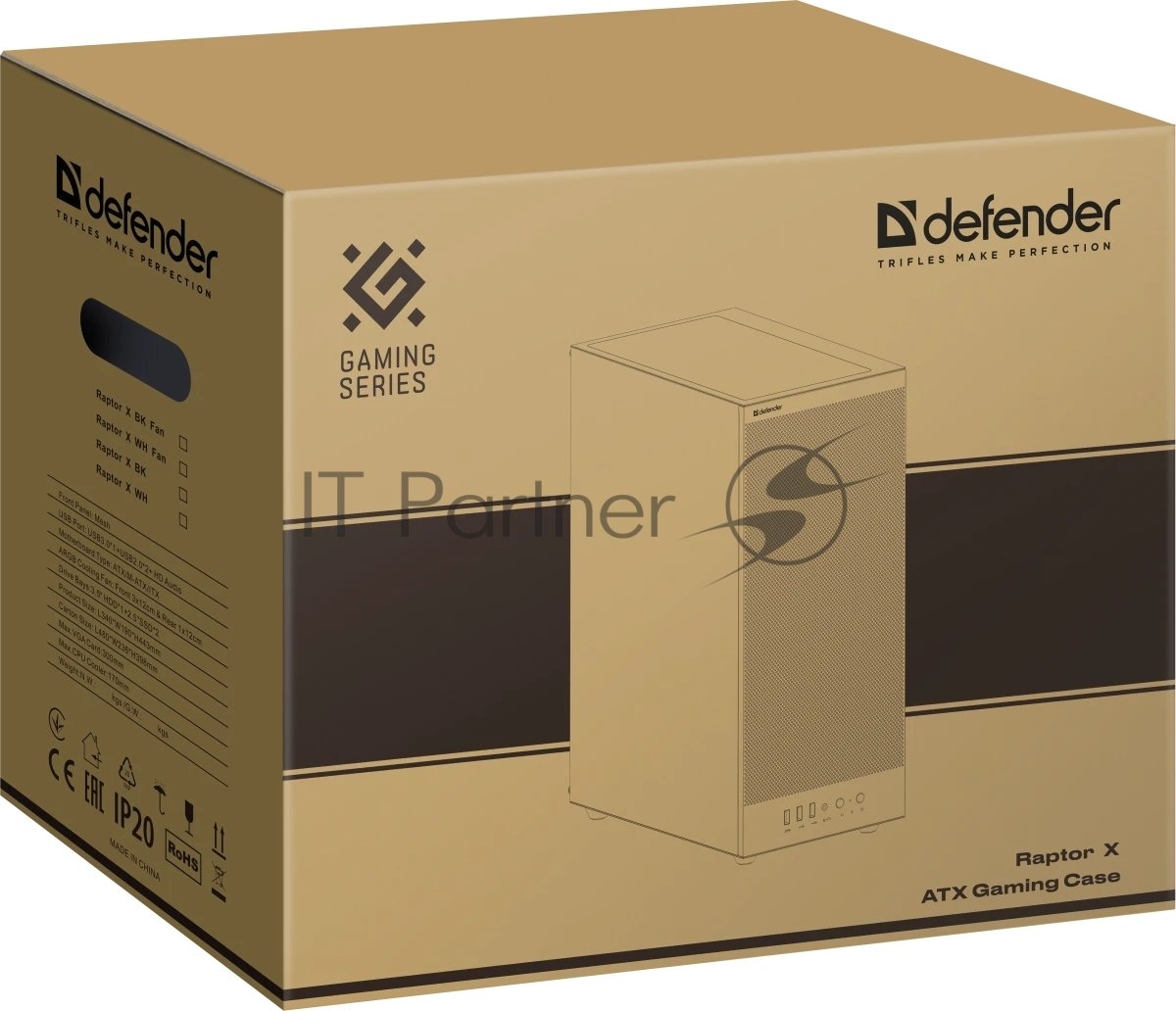 Корпус MIDITOWER RaptorX ATX Micro-ATX Mini-ITX  W/O PSU 4x12cm ARGB Fan 2xUSB1.1+3.0+audio черный с окном 25122 DEFENDER