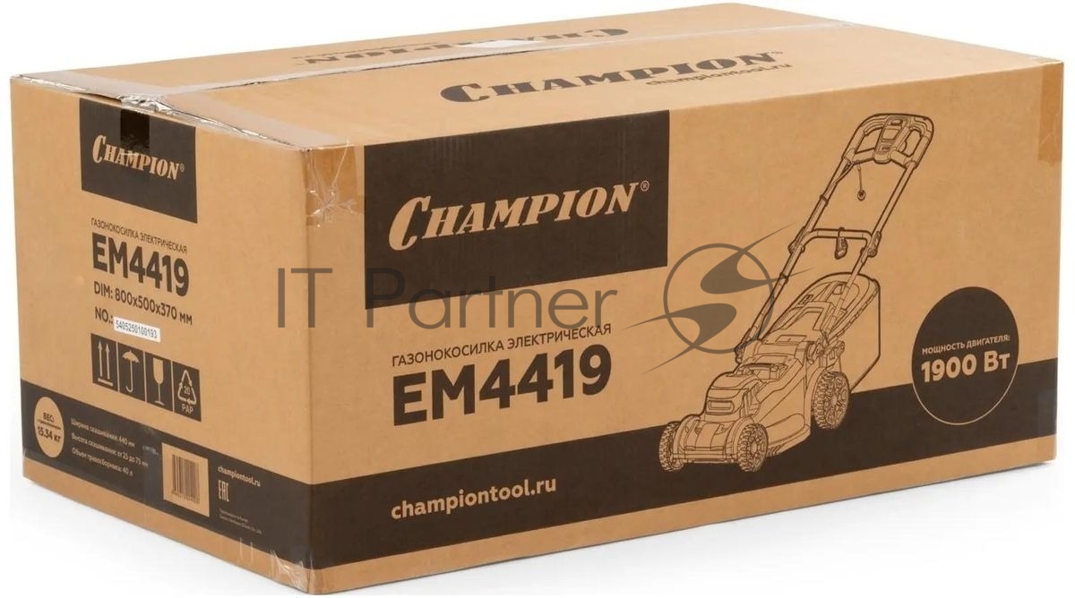 Газонокосилка Champion EM4419, электрическая, 1.9 кВт, 44см, 40л