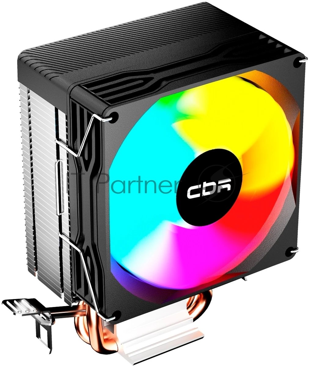 Кулер для процессора CBR CBR-CC-2115-RGB-PWM Al+Cu, 2 heat pipes, Socket 775/1155/1156/1150/1151/1200/1700/940/AM2/АМ2+/АМ3/AM3+/FM1/FM2/AM4/AM5, TDP 115W, 90mm Fan, 2600RPM, HB, RGB, PWM, 32db