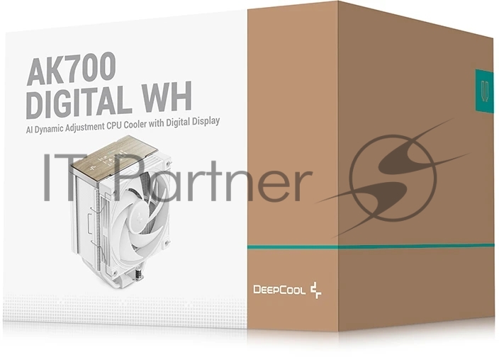 Кулер для процессора DEEPCOOL AK700 DIGITAL WH LGA1851/1700/1200/115X/AM5/AM4 (9шт/кор, TDP 260W, PWM, Fan 120mm, 7 тепл. трубок, Copper Base, белый) RET