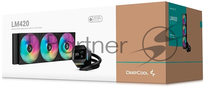 R-LM420-BKDMMC-1 - Кулер с водяным охлаждением, Deepcool, LM420, Intel 1851/1700/1200/115х и AMD AM5/AM4/, TDP 300W, 3*140мм FD14 ARGB, 400-1650 RPM±10%, 82,534 CFM, 25,2 dB(A), Чёрный