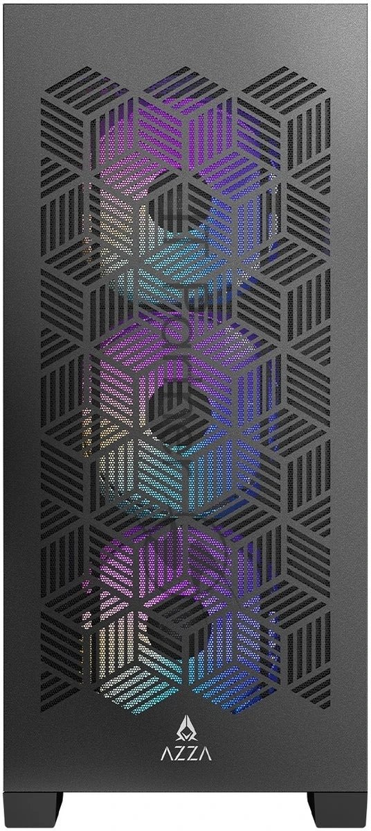 Корпус AZZA Aerohex Black, Midi-Tower, чёрный, 4 x 120 мм