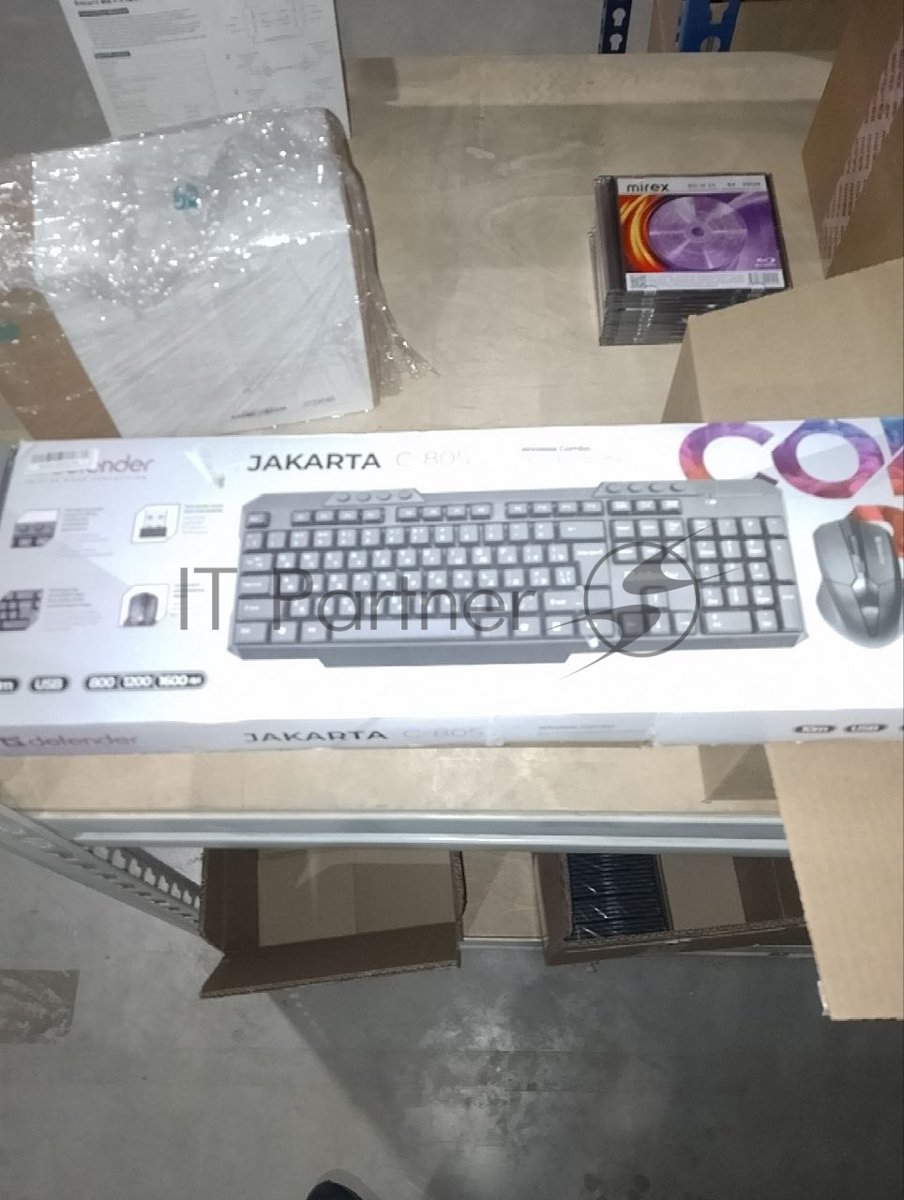 (Поврежденная упаковка) Комплект кл-ра+мышь беспров. DEFENDER C-805 Jakarta черный (USB, 112 кл., 1600dpi, multimedia) (45804)