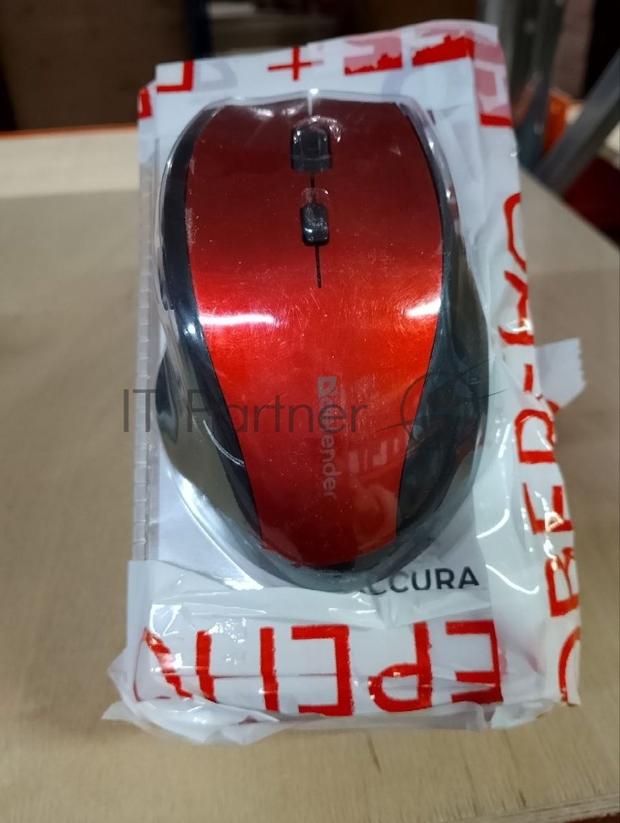 (Поврежденный товар) Мышь беспроводная DEFENDER Accura MM-365 red (USB, 6 кнопок, оптическая, 1600dpi)(52367_(Поврежденный товар) 004750)