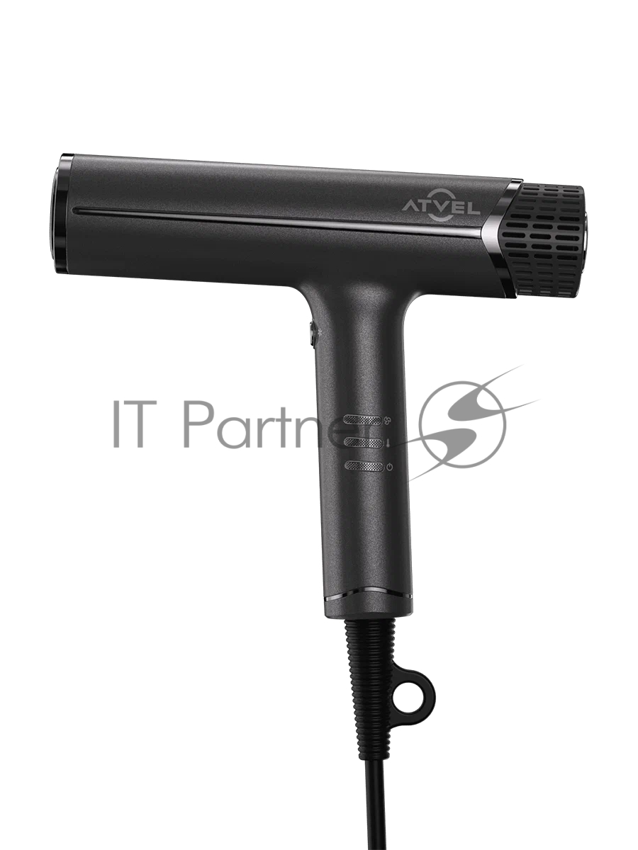 Фен Atvel AirJet HD6 серый, 1200 Вт, компактный, ионизация