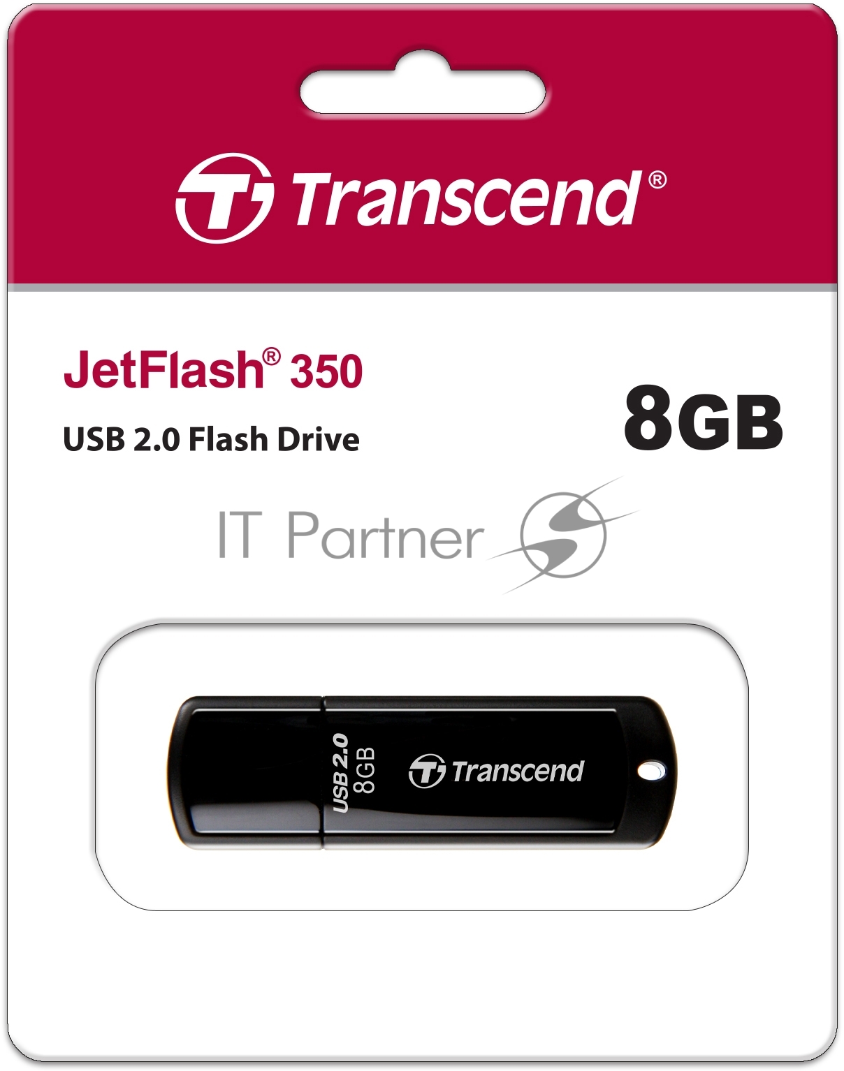 USB накопитель Transcend - Jetflash 350, USB Type A (USB 2.0), 8 ГБ, цвет чёрный, TS8GJF350