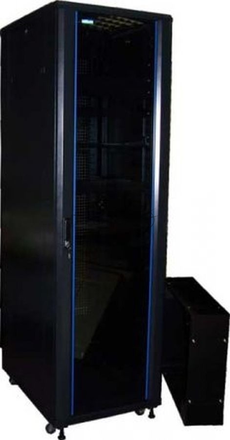 Шкаф коммутационный Lanmaster (TWT-CBB-27U-6X10-G1) напольный 27U 600x1000мм пер.дв.стекл 2 бок.пан. задн.дв.перфор.2-хст. 800кг черный IP20
