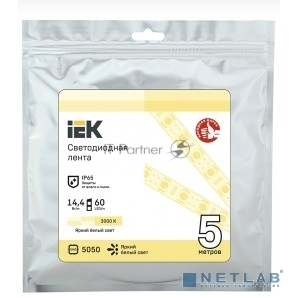 Лента светодиодная IEK LSR2-1-060-65-3-05 5м LSR-5050WW60-14,4-IP65-12В