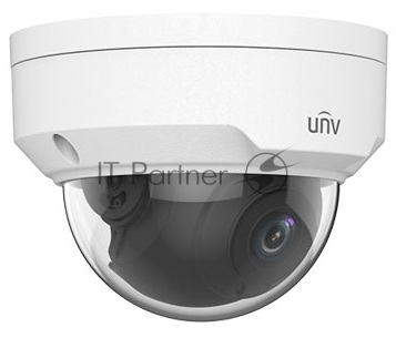 Видеокамера Uniview IP купольная антивандальная, 1/2.8" 2 Мп КМОП @ 30 к/с, ИК-подсветка до 30м., 0.01 Лк @F2.0, объектив 4.0 мм, DWDR, 2D/3D DNR, Ultra 265, H.265, H.264, 2 потока, детекция движения,