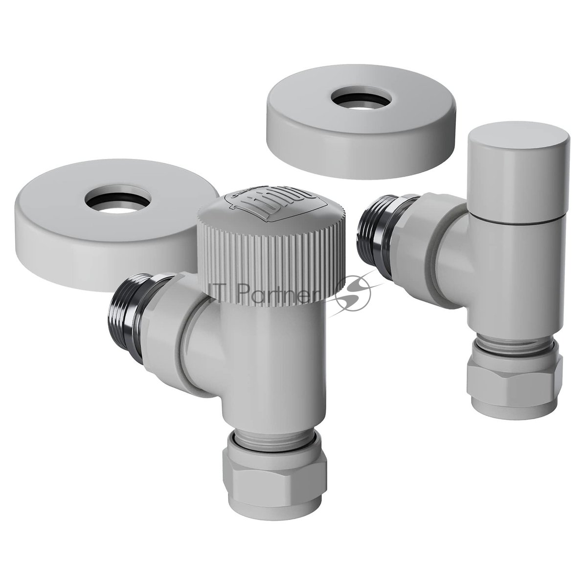 Набор термостатический угловой Royal Thermo Design Pro 15мм М30х1,5 (белый)