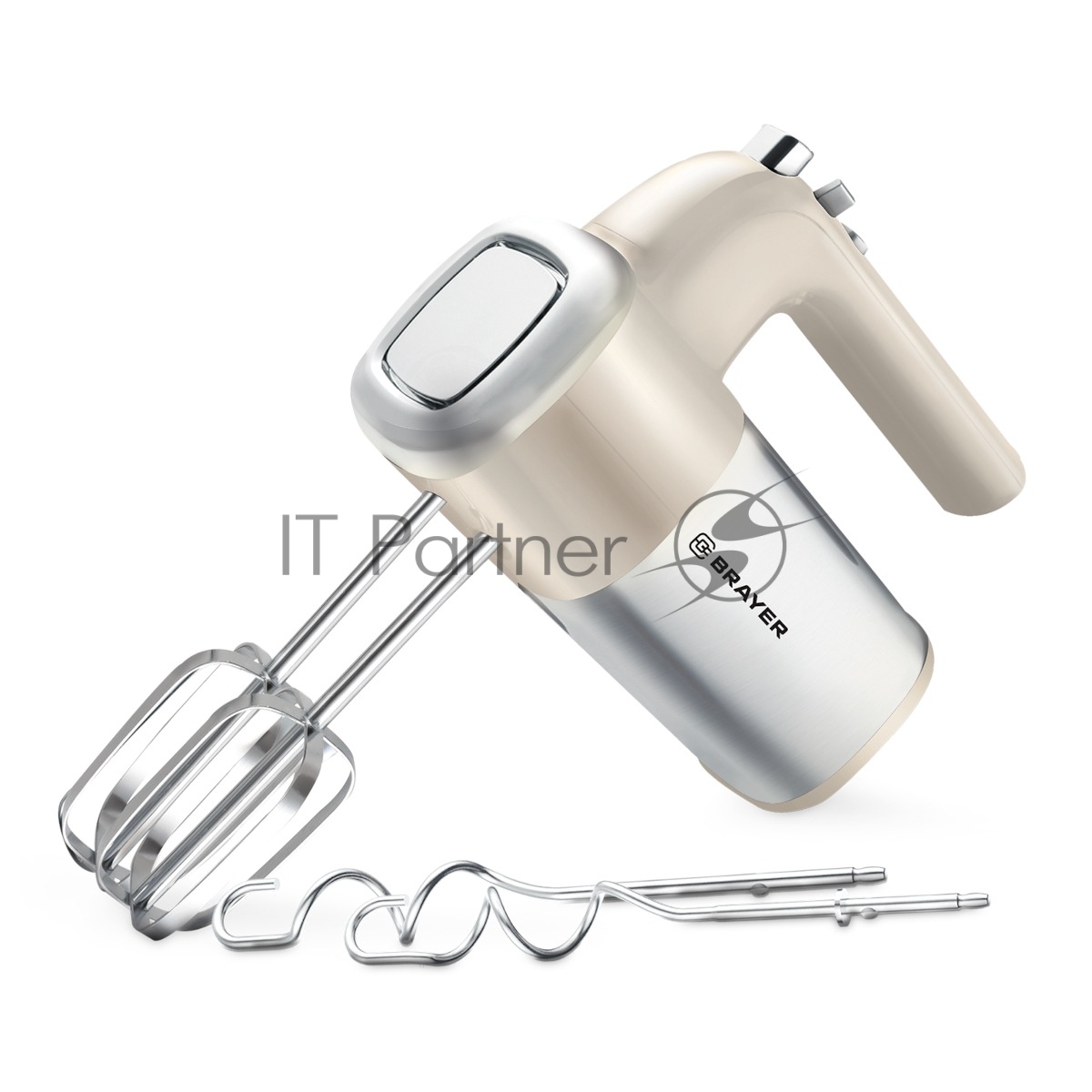 Ручной миксер BRAYER BR1312 бежевый/серебристый, 800Вт
