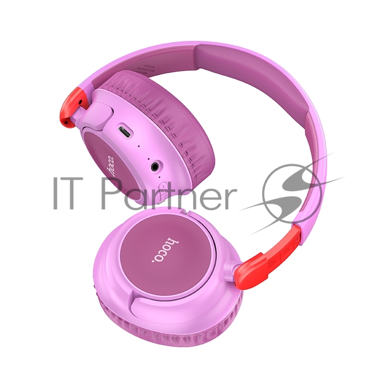 Беспроводные/проводные наушники Hoco W43 фиолетовый, накладные, Bluetooth + проводной, до 25 ч.