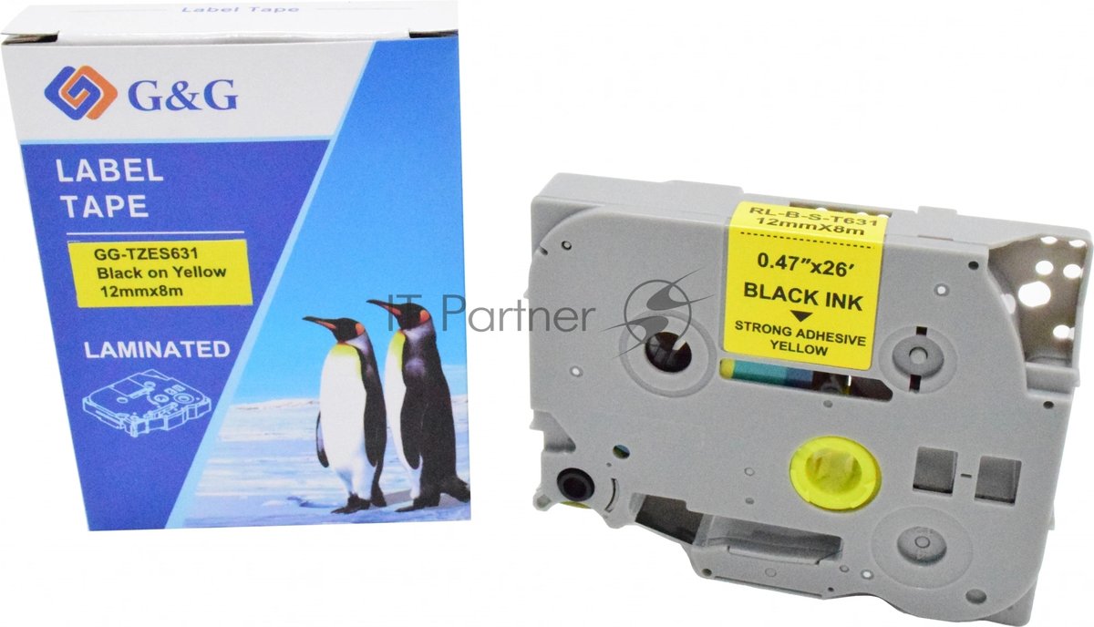 Картридж ленточный G&G GG-TZES631 черный на желтом 12x8  для Brother 1010/1260VP/1830VP/9700PC