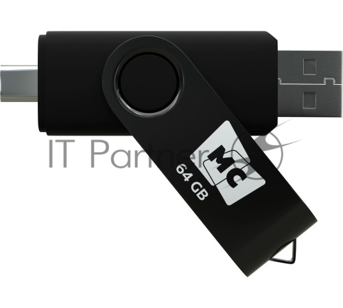 Флешка USB MORE CHOICE МФ64а Black (4620202559081), 64GB, USB 2.0/Type-C, R/W 15/5, черный
