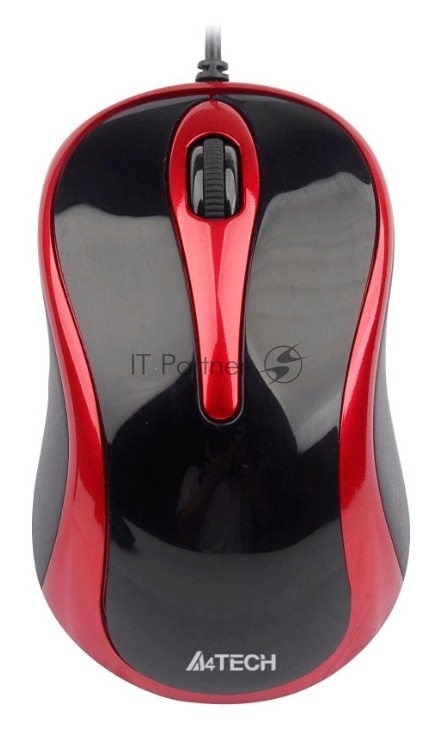 Мышь A4Tech V-Track Padless N-360 красный/черный оптическая 1200dpi USB 3but (N-360-2)